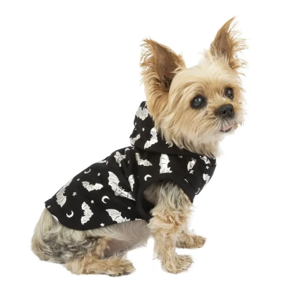 Vibrant Life Halloween Dog Clothes, Bat Print Hoodie, for Dogs or Cats, Size XXS